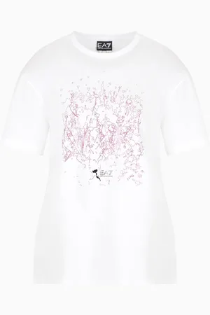 EA7 T-shirt ras-du-cou Logo Series en jersey de pur coton