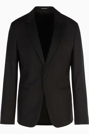 Emporio Armani Veste à simple boutonnage en laine vierge peignée