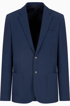 Giorgio Armani Veste gamme Upton à simple boutonnage en laine vierge seersucker