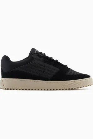 Emporio Armani Sneakers en jacquard inscription logo et en cuir suédé