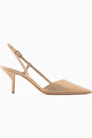 Giorgio Armani Escarpins slingback en cuir suédé laminé