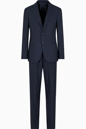 Giorgio Armani Costume gamme Soho à simple boutonnage en laine vierge finement rayée