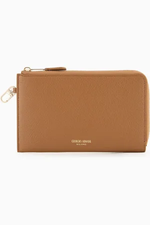 Giorgio Armani Portefeuille zippé en cuir grainé