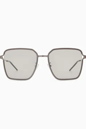 Emporio Armani Lunettes de soleil pour femme de forme carrée, ajustement asiatique