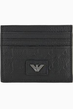 Emporio Armani Porte-cartes en cuir embossé avec aigle all over