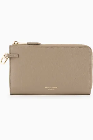 Giorgio Armani Portefeuille zippé en cuir grainé