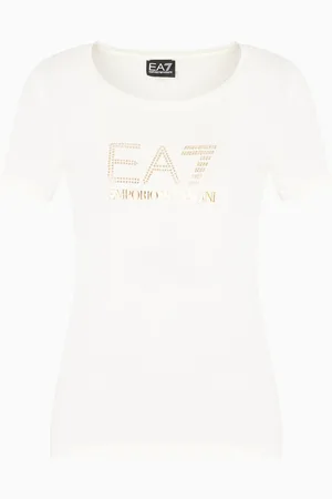 EA7 T-shirt grand logo Evolution en mélange de coton et modal stretch