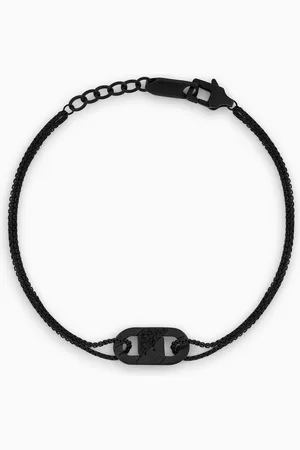 Emporio Armani Bracelet avec plaque en cristaux noirs