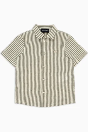 Emporio Armani Chemise à manches courtes en mélange de lin à rayures