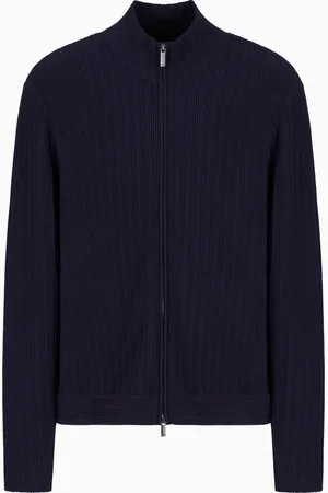 Emporio Armani Cardigan entièrement zippé en viscose point ottoman vertical Icon