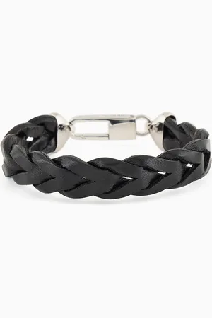 Giorgio Armani Bracelet en argent 925 et cuir tressé