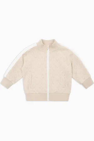 Emporio Armani Sweat-shirt à col montant et fermeture zippée en jersey jacquard avec motif aigle all over ASV