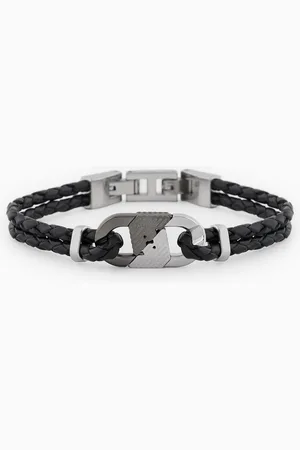 Emporio Armani Bracelet avec plaque en acier inoxydable bicolore