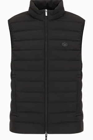 Emporio Armani Doudoune sans manches entièrement zippée en nylon matelassé avec écusson logo aigle