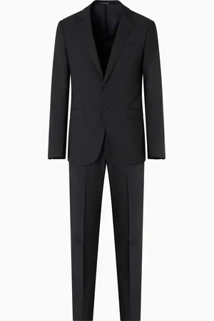 Emporio Armani Costume à simple boutonnage à la coupe classique en toile de laine vierge fil à fil