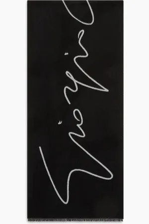 Giorgio Armani Écharpe bicolore en laine et soie avec logo signature