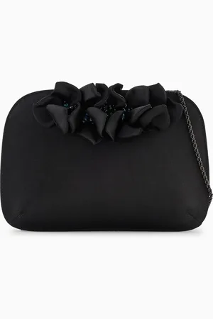 Giorgio Armani Pochette la Prima en satin avec fleurs appliquées
