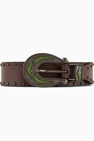 Emporio Armani Ceinture en cuir avec détails en métal