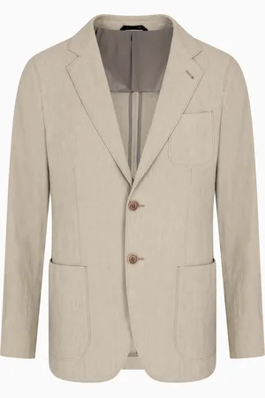 Giorgio Armani Veste à simple boutonnage gamme Upton en toile de lin