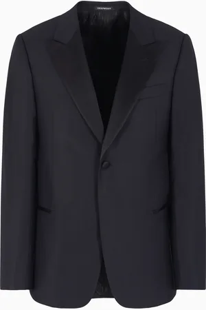 Emporio Armani Veste de smoking coupe slim en laine vierge jacquard motif chevron