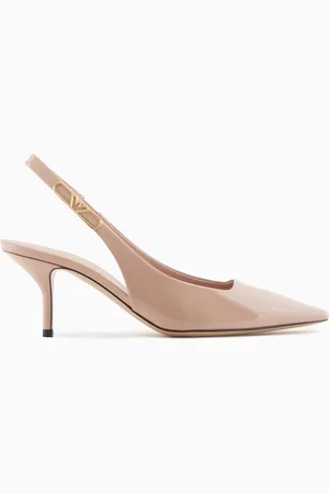 Emporio Armani Escarpins slingback en cuir verni avec plaque aigle
