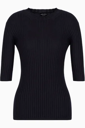 Giorgio Armani Pull ras-du-cou en pur cachemire côtelé