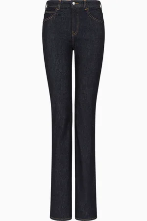 Emporio Armani Jean J47 taille mi-haute, coupe évasée, en denim stretch clair usé