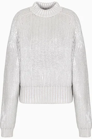 Giorgio Armani Pull à col montant en laine vierge effet métallisé Neve