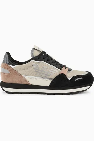 Emporio Armani Sneakers en cuir suédé avec détails en nylon et reflex