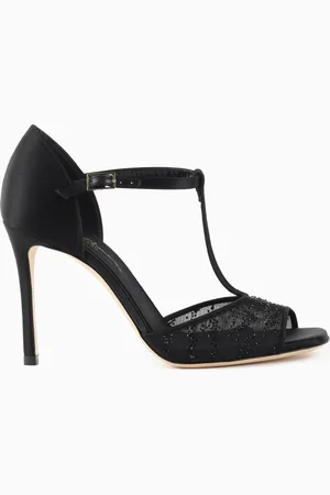 Giorgio Armani Sandales à bride en T en résille et strass