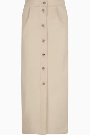 Emporio Armani Jupe longue à boutons en coton brossé