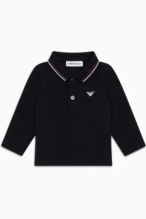 Emporio Armani Polo en piqué stretch à manches longues avec col profilé