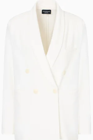 Emporio Armani Blazer croisé en piqué compact Icon