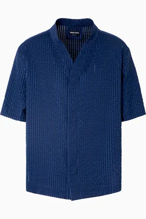 Giorgio Armani Chemise à manches courtes en mélange de coton seersucker
