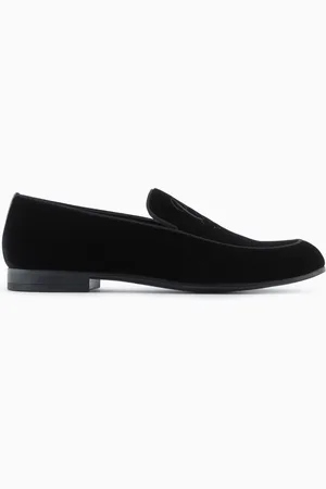Giorgio Armani Mocassins en velours avec logo brodé