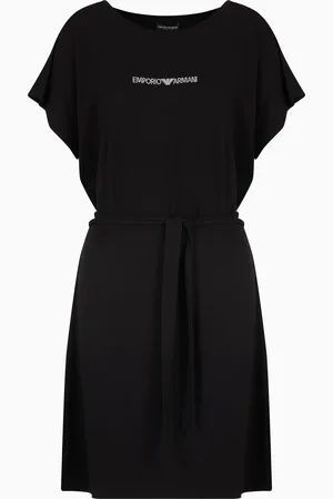 Emporio Armani Robe de plage à logo micro-clouté en viscose recyclée ASV