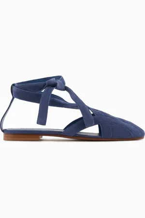 Emporio Armani Sandales en cuir suédé avec découpe et bride Icon