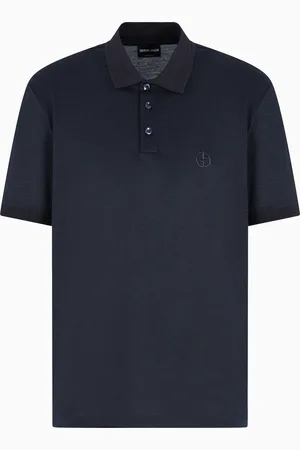 Giorgio Armani Polo à manches courtes en soie, lin et coton
