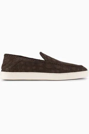 Giorgio Armani Galleria 3 Chaussures à enfiler en nubuck imprimé croco