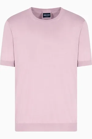 Giorgio Armani Pull à col ras-du-cou et manches courtes en soie et coton
