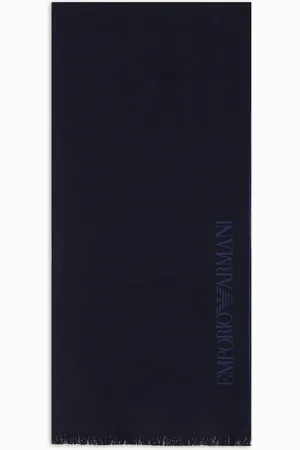 Emporio Armani Écharpe en laine avec inscription logo jacquard