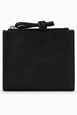 Emporio Armani Porte-cartes zippé en cuir martelé