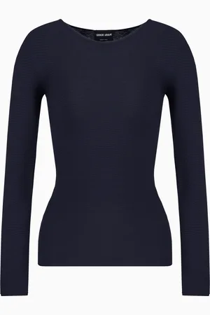 Giorgio Armani Pull à manches longues en viscose au point mousse