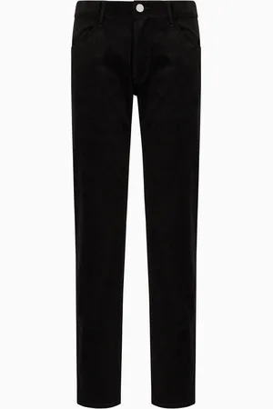 Giorgio Armani Pantalon 5 poches coupe classique en coton et cachemire côtelé