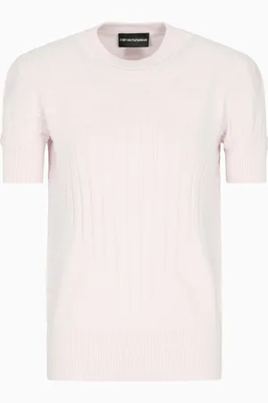 Emporio Armani Pull à trame côtelée et envers rasé droit