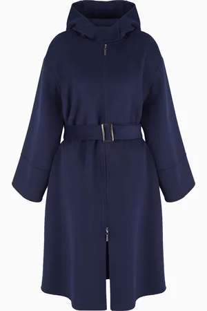 Emporio Armani Manteau en castor de laine vierge avec capuche zippée et ceinture