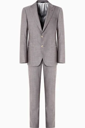 Giorgio Armani Costume gamme Soho à simple boutonnage en laine armurée bicolore