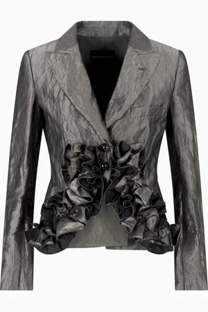 Emporio Armani Blazer à volants décoratifs en taffetas à mémoire de forme