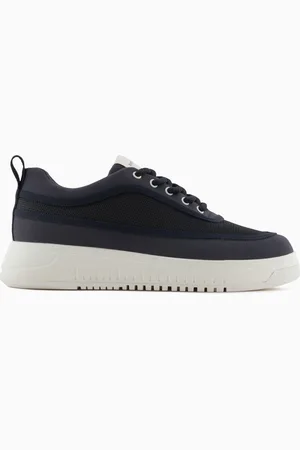 Emporio Armani Sneakers en mesh et gabardine avec semelle striée