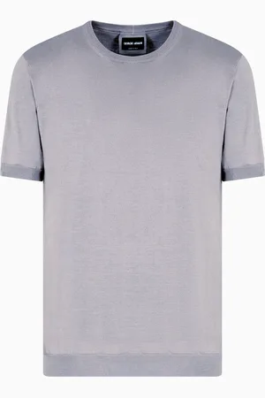 Giorgio Armani Pull à col ras-du-cou et manches courtes en soie et coton